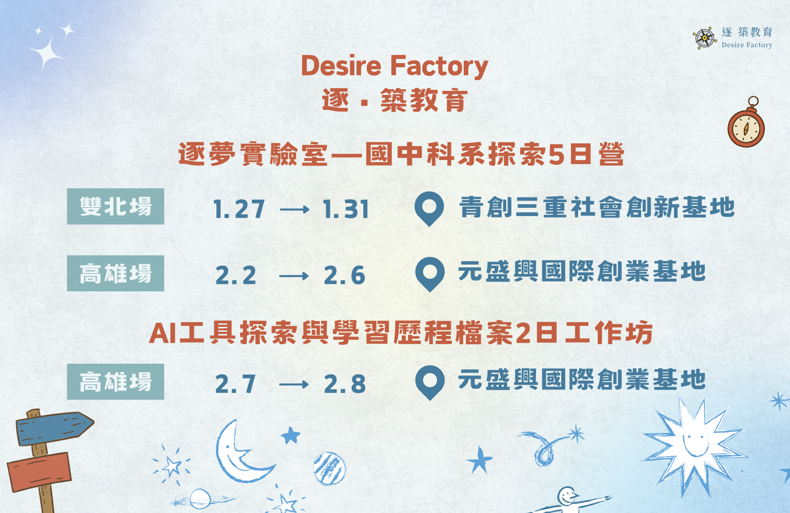 2026逐築教育營隊時程表